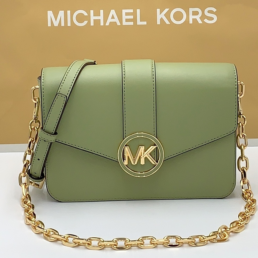 MICHAEL KORS CARMEN MEDIUM CONVERTIBLE SHOULDER BAG LIGHT SAGE COLOR - Picture 2 of 15